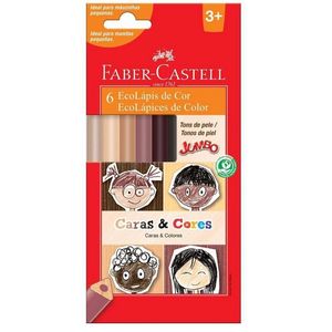 Lápis De Cor Tons De Pele Jumbo Caras e Cores C/ 6 Cores- Faber-Castell