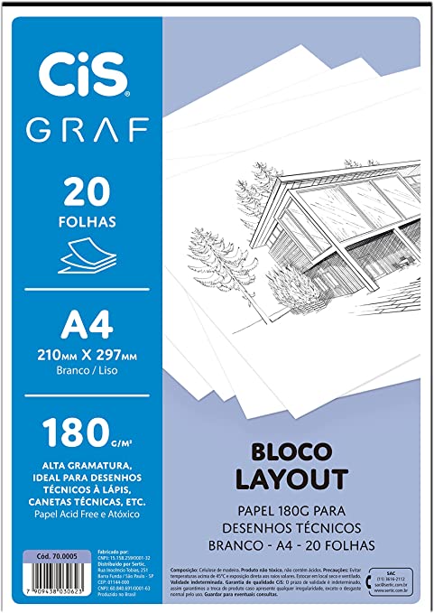 Bloco Layout Branco 20 Folhas P Desenhos Tecnicos A4 180g Cisv638082773730230000 9482