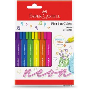 Kit Caneta Fine Pen Colors Faber-Castell C/ 6 Tons Neon