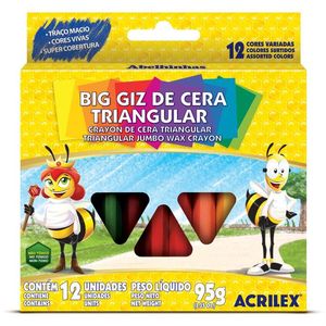 Giz De Cera Big Giz 12 Cores Acrilex Triangular
