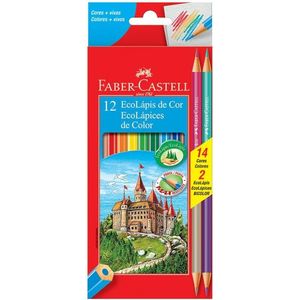 Lápis De Cor Com 12 Cores + 2 Bicolores Faber- Castell