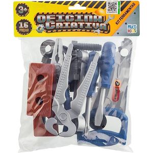 Oficina Criativa Mix Ferramentas Com 16 Peças Azul Multikids Ref. BR1835