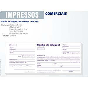 Recibo Comercial Sem Canhoto 15x9cm Com 50 Folhas