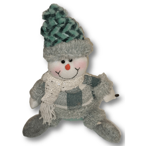 Boneco Pelúcia Sentado Xadrez Cinza 25cm XTS7388